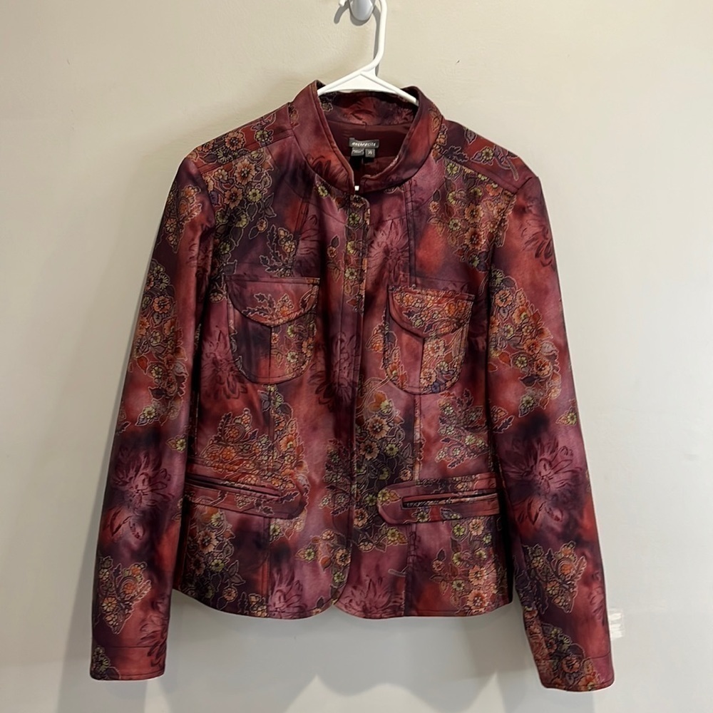 ANTHRACITE jacket with floral design. Size 14